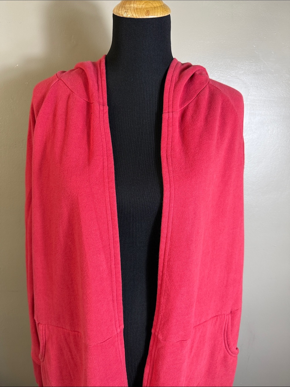Life is Good Open Front Hooded French Terry Red Sweatshirt Cardigan Jacket XL - Picture 2 of 7